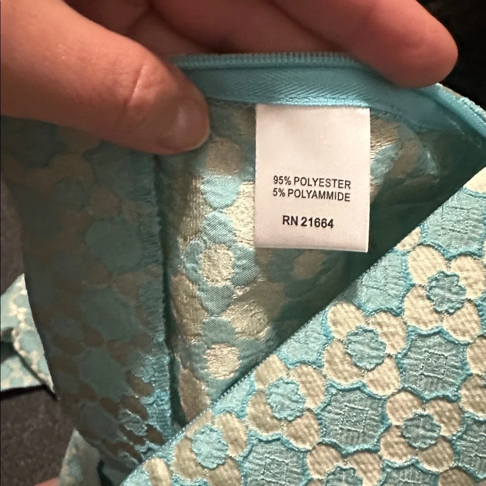 NWT Nordstrom Paperwhite Blue and Cream Textured Pants size 8 - Picture 9 of 9